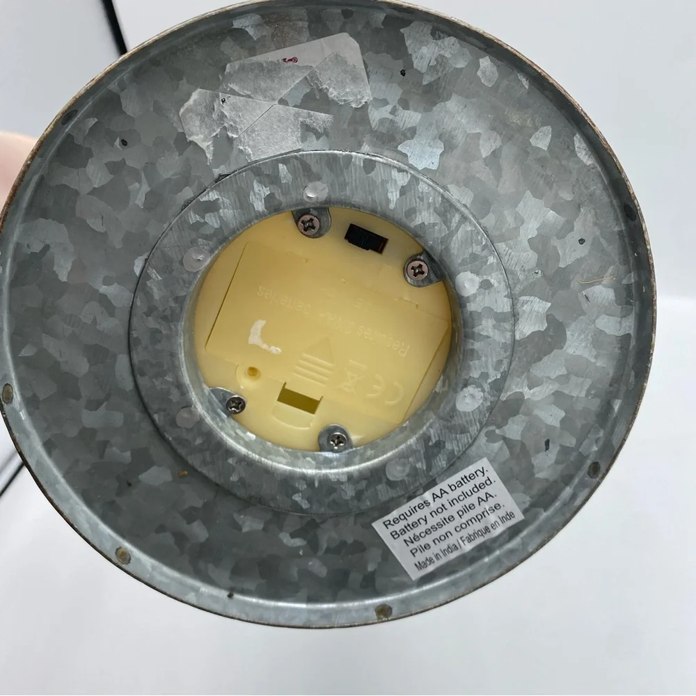 Rustic‎ Gray galvanized Metal Jack-O'-Lantern Electric Candle Halloween fall